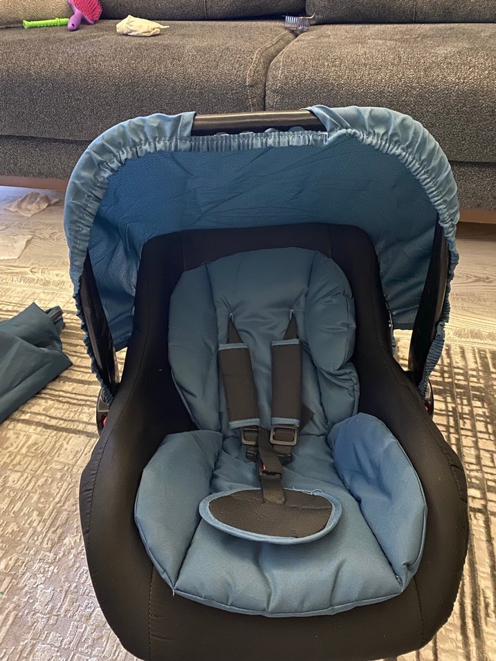 Mavi Bebek Araba Koltuğu Gri Detaylı - Görsel 2