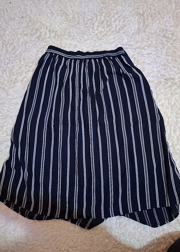 Lacivert Çizgili Pilili Uzun Etek - Görsel 2