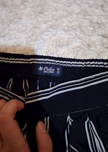 Lacivert Çizgili Pilili Uzun Etek - Görsel 3