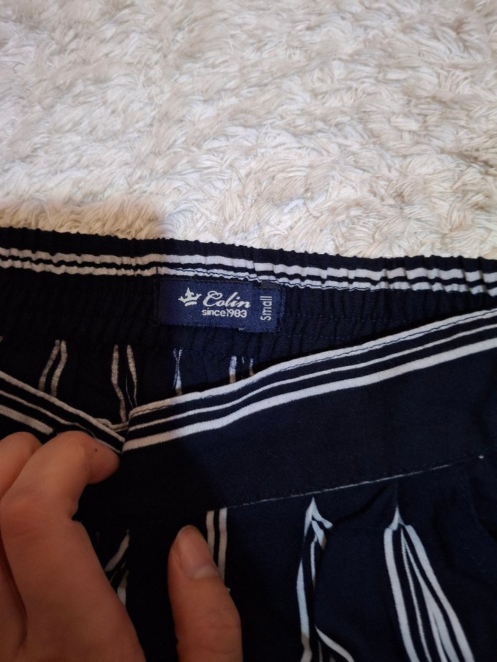 Lacivert Çizgili Pilili Uzun Etek - Görsel 3