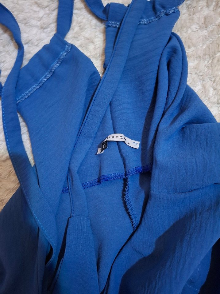 Kadın Mavi Uzun Askılı Tulum - Görsel 2