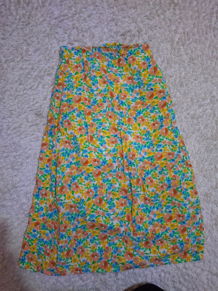 Çiçekli Uzun Midi Etek - Görsel 2