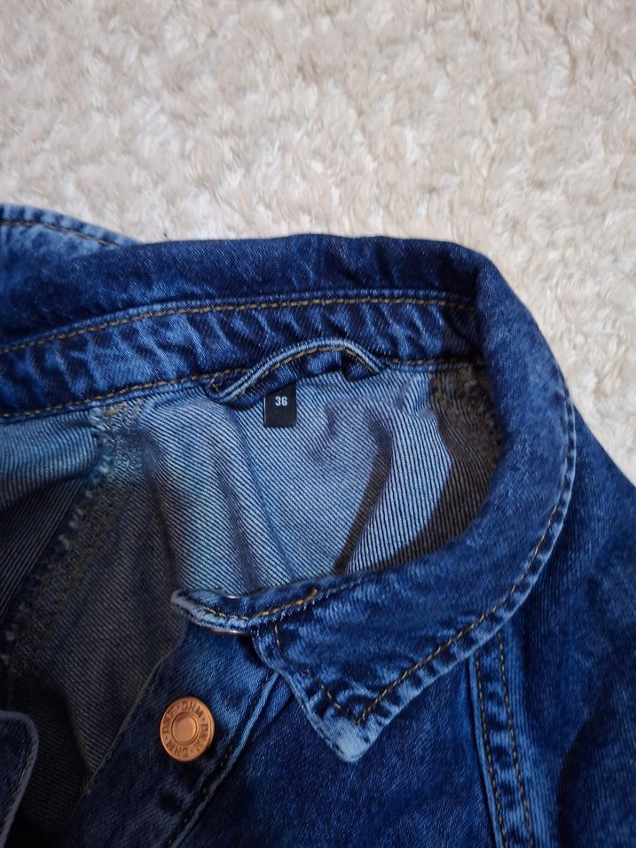 Düğmeli Uzun Mavi Kadın Kot Elbise - Görsel 4