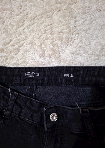 Kadın Siyah Bol Kesim Denim Pantolon Wide Leg - Görsel 6