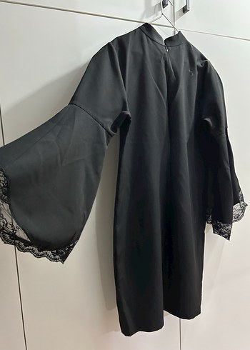 Dantel Detaylı Siyah Gotik Midi Kadın Elbise - Görsel 4