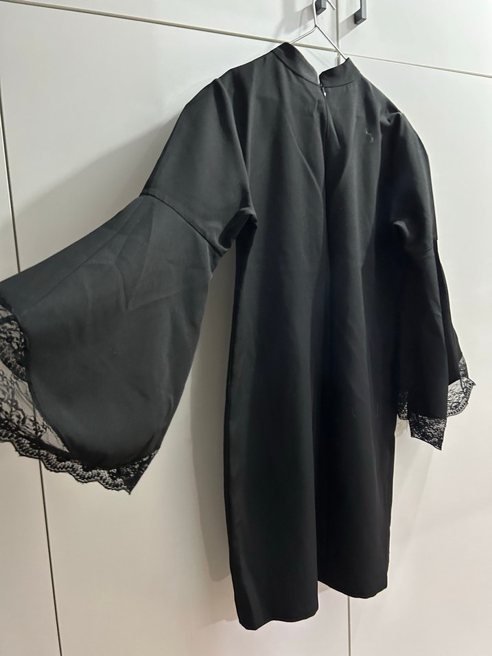 Dantel Detaylı Siyah Gotik Midi Kadın Elbise - Görsel 4