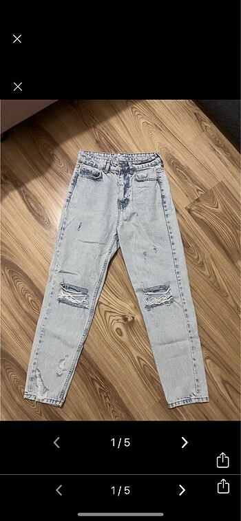 Yeni Yüksek Bel Yırtıklı Kadın Mom Jean