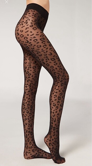 s Beden siyah Renk Calzedonia leopar külotlu çorap