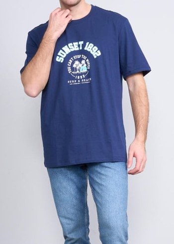 Chester Polo Bisiklet Yaka Penye Regular Baskılı Tshirt Lacivert