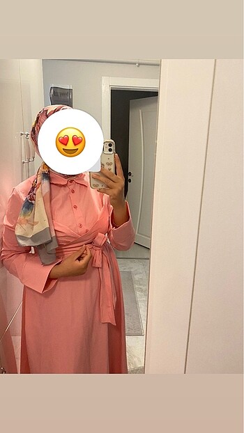 Şeker pembe tesettür elbise