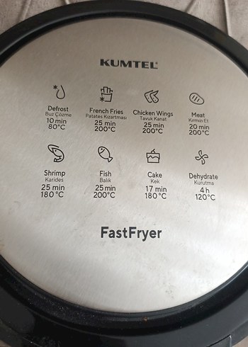 Kumtel Siyah Gri Ayarlı Hava Fritözü 8.5 litre