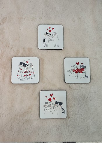Sevimli Kedi Desenli Bardak Altlıkları Seti - Görsel 2