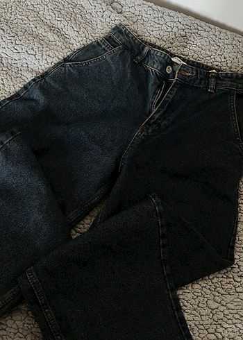 Diğer Gri Kadın Bol Kesim Midi Kot Pantolon