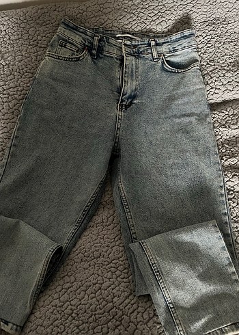 Gri Bol Kesim Midi Denim Kadın Jean - Görsel 2