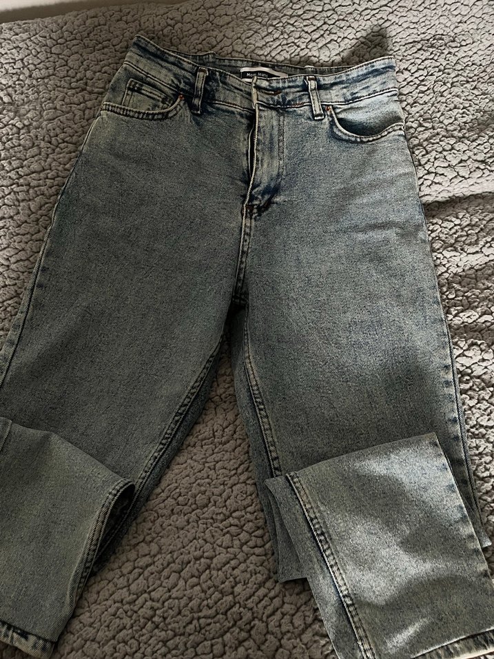 Gri Bol Kesim Midi Denim Kadın Jean - Görsel 2