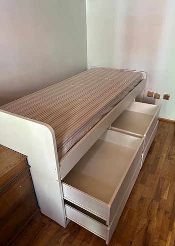 İKEA SLÄKT/LURÖY
tek kişilik baza, beyaz,90x200 cm 4 çekmeceli - Görsel 3