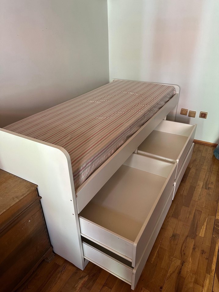 İKEA SLÄKT/LURÖY
tek kişilik baza, beyaz,90x200 cm 4 çekmeceli - Görsel 3