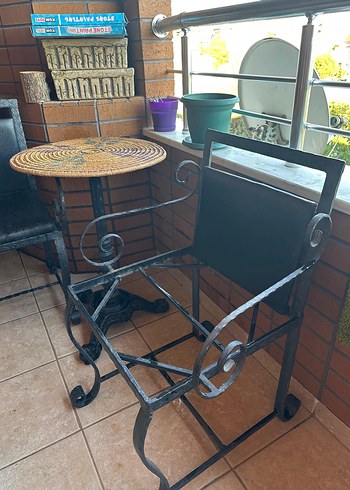 Vintage Demir Sandalye Takımı ve Masa Ayağı-Bahçeye Uygun - Görsel 4