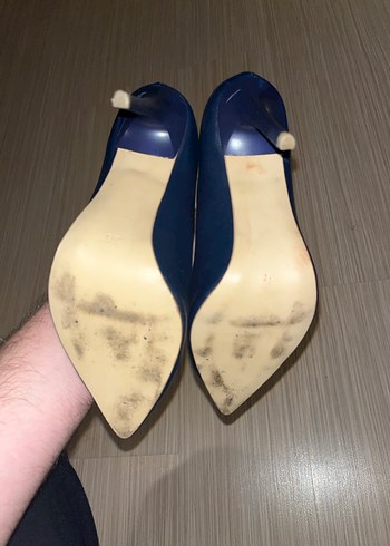 Klasik Lacivert Deri Stiletto - Görsel 3