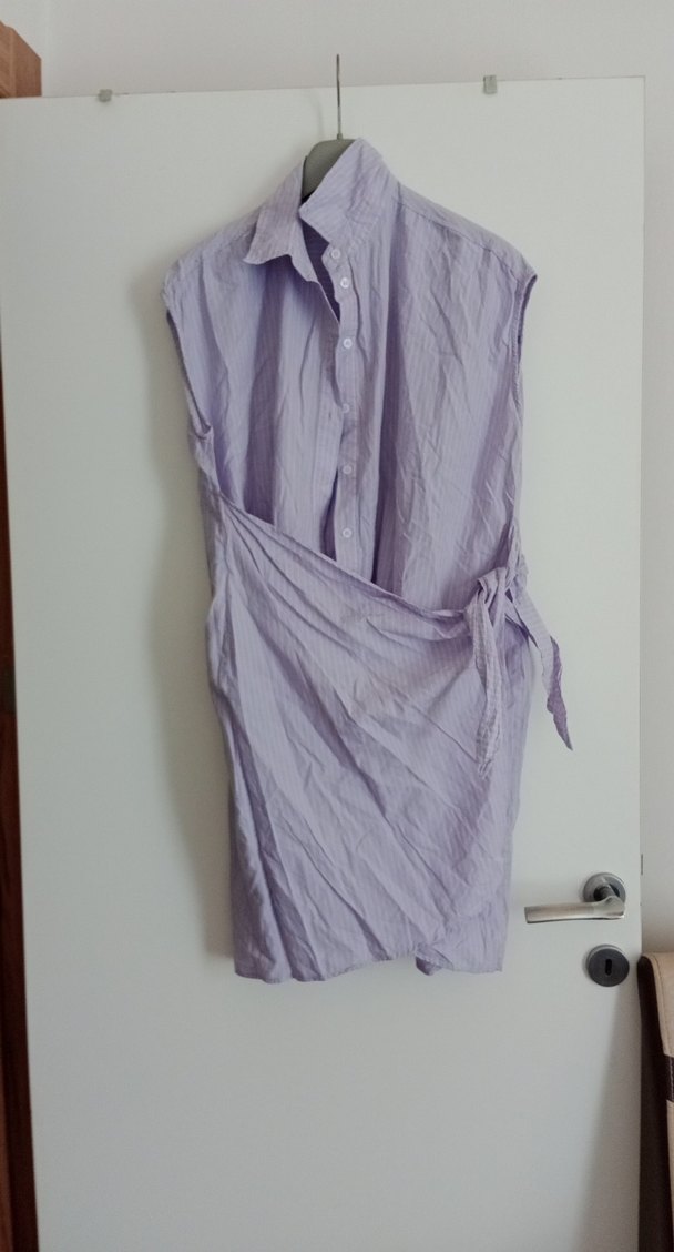 Lila Kolsuz Keten Gömlek - Görsel 2