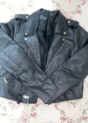 Siyah Deri Biker Ceket