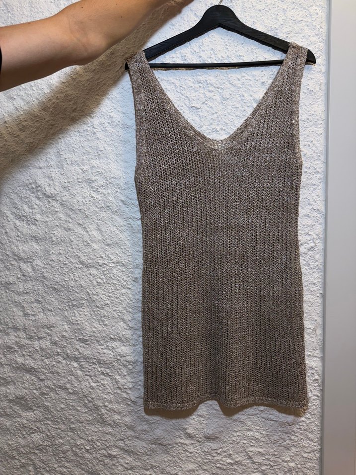 Gri V Yakalı parlak plaj elbisesi - Görsel 3