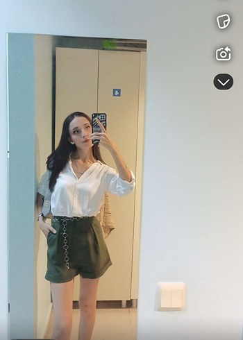 Kadın Haki Mini kumaş şort