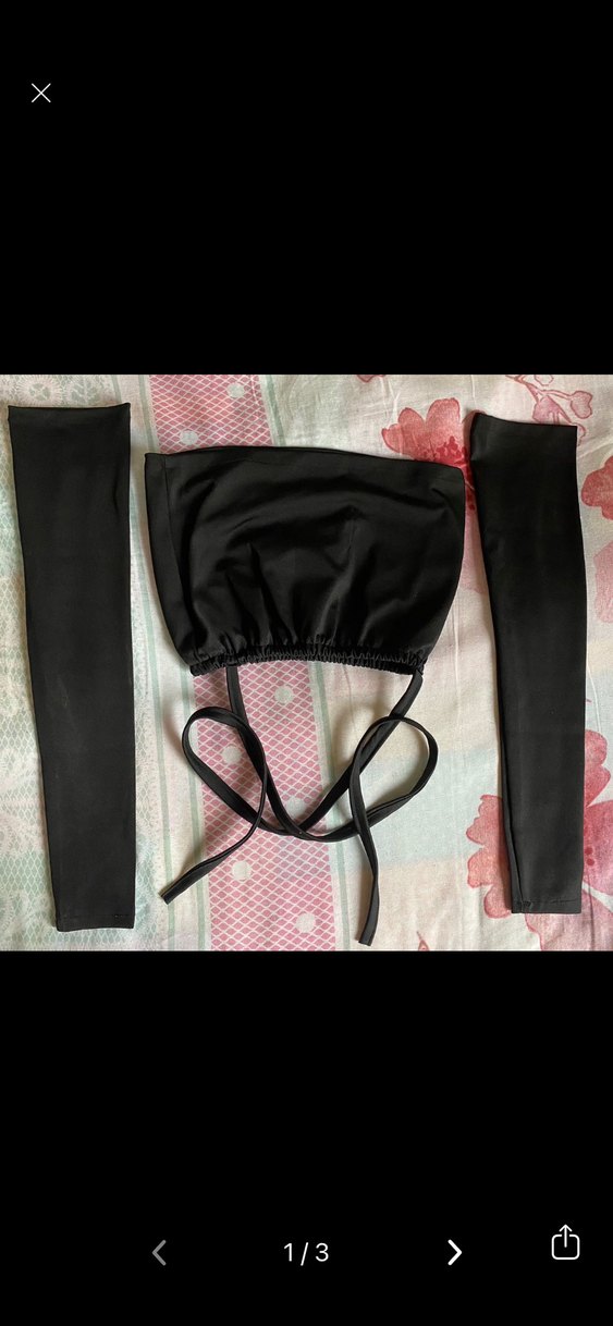 Siyah Straplez bağlamalı crop ve Kolluk - Görsel 3