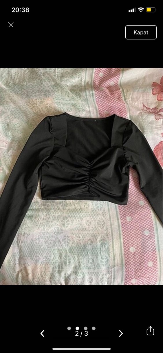 Siyah uzun kollu crop - Görsel 2