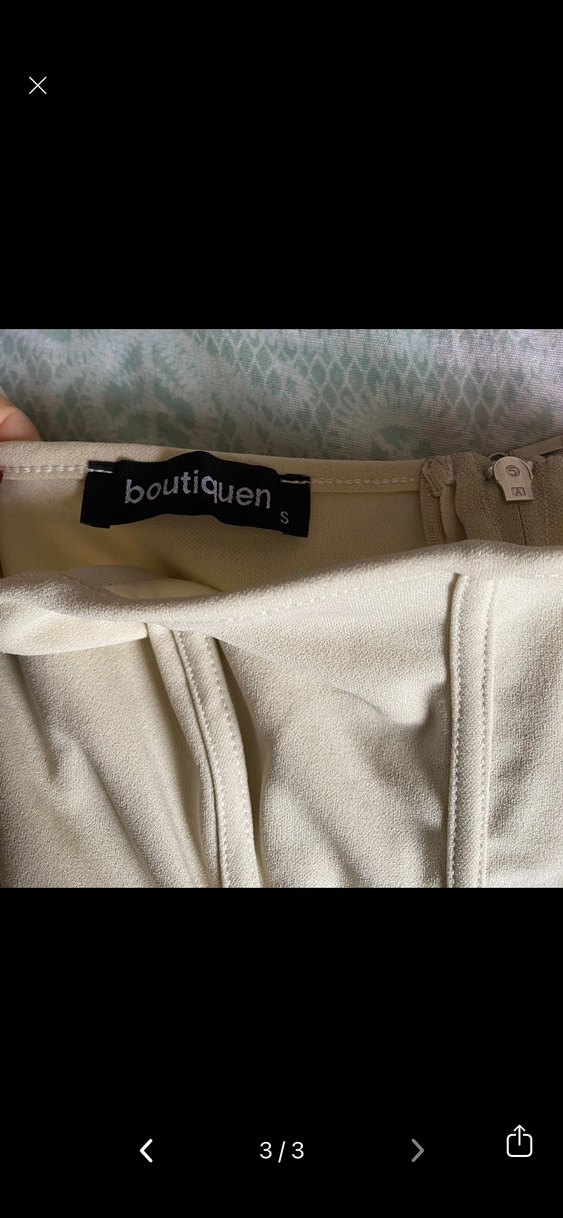 Bej Straplez crop Uzun Kollu arkası fermuarlı - Görsel 3