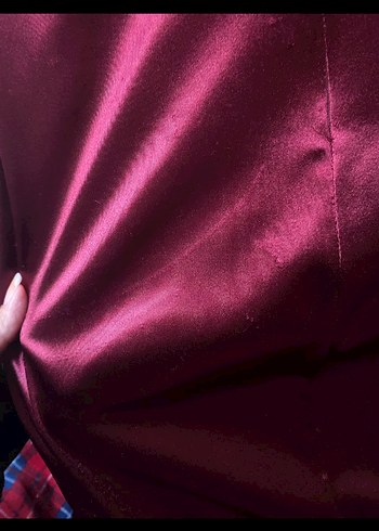 Bordo Drapeli straplez Uzun Abiye - Görsel 6