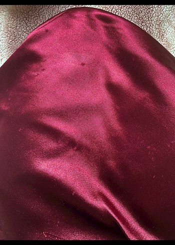 Bordo Drapeli straplez Uzun Abiye - Görsel 7