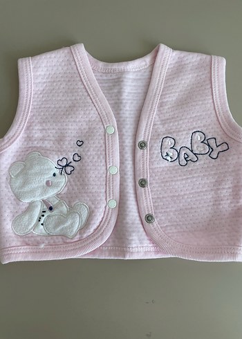 Gaye Çıtçıtlı Pembe Nakışlı Kız Bebek Yelek