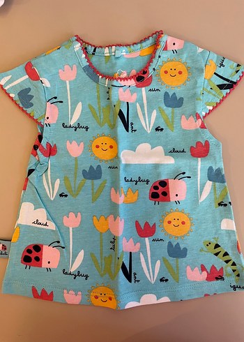 Boboli Kız Bebek Renkli Baskılı Kısa Kollu Tişört