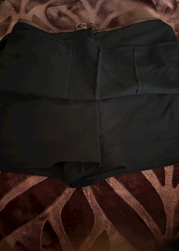 Lacivert Deri Kemerli Mini Etek - Görsel 3