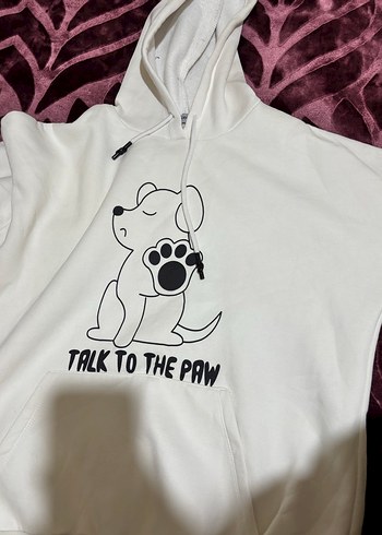 Kadın Beyaz Kapüşonlu Baskılı Sweatshirt - Görsel 2