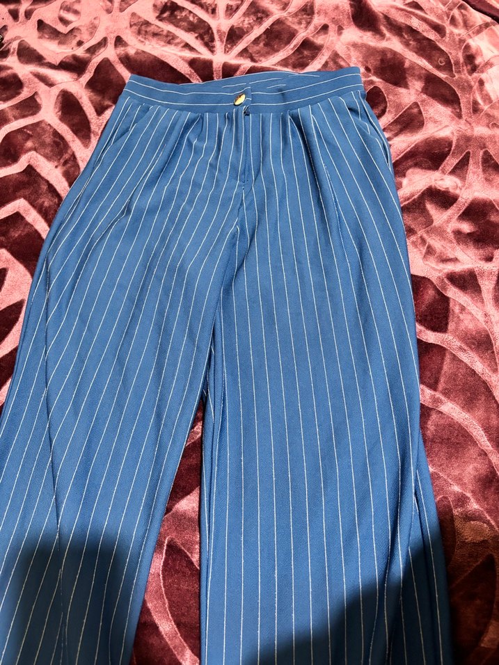 Mavi Pilili Kadın Midi Kumaş Pantolon - Görsel 2