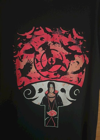 Erkek Siyah Baskılı anime tişört - Görsel 2