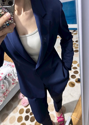 Düğmeli Lacivert Kadın Blazer Ceket - Görsel 2