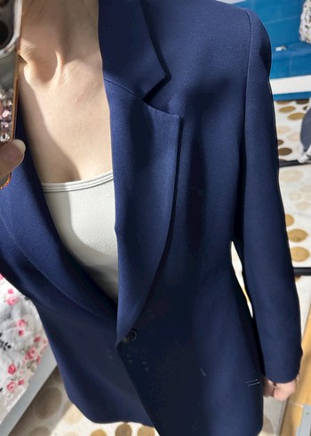 Düğmeli Lacivert Kadın Blazer Ceket - Görsel 3