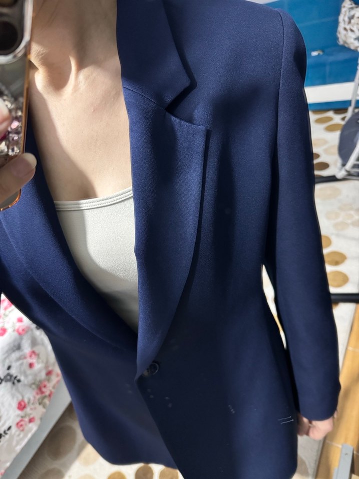 Düğmeli Lacivert Kadın Blazer Ceket - Görsel 3