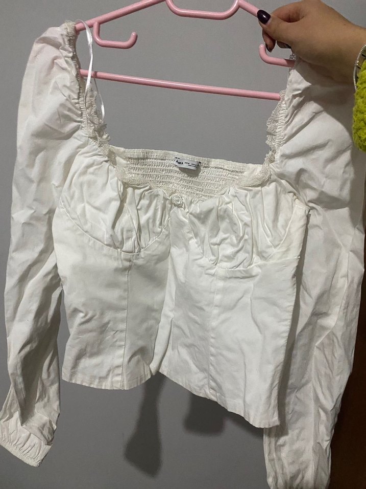 bershka m beden gömlek kumaş pamuklu şık üst - Görsel 2