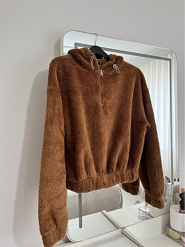 kapüşonlu teddy sweatshirt