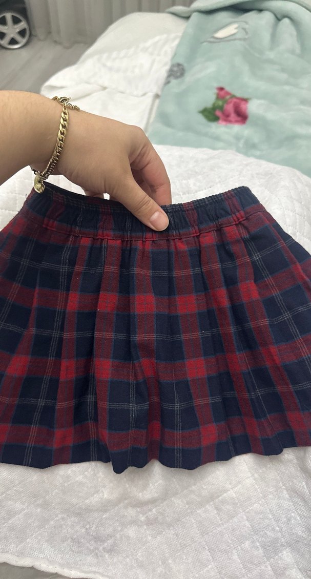 Zara Kız çocuk Kırmızı Ekoseli Mini Etek - Görsel 3