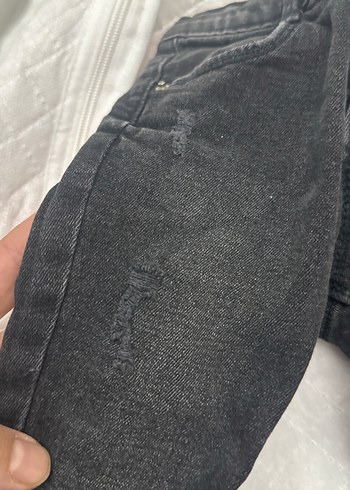 Zara Düğmeli Siyah unisex  Çocuk Dar Kesim Kot Pantolon - Görsel 3