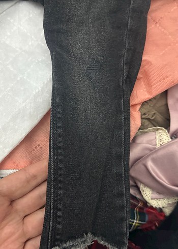 Zara Düğmeli Siyah unisex  Çocuk Dar Kesim Kot Pantolon - Görsel 4