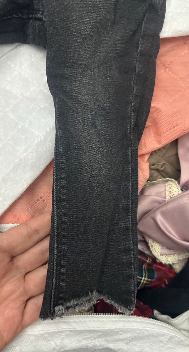 Zara Düğmeli Siyah unisex  Çocuk Dar Kesim Kot Pantolon - Görsel 4