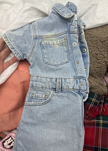 Zara Kız Çocuk Gri Denim Kısa Kollu elbise - Görsel 5