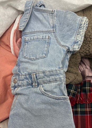 Zara Kız Çocuk Gri Denim Kısa Kollu elbise - Görsel 4