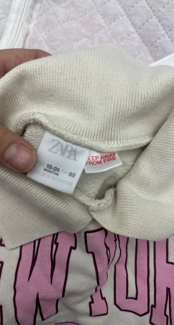 Zara Pembe Baskılı kız bebek Sweatshirt - Görsel 2